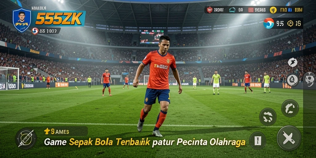 Tampilan gameplay 555ZK yang menegangkan di lapangan sepak bola.