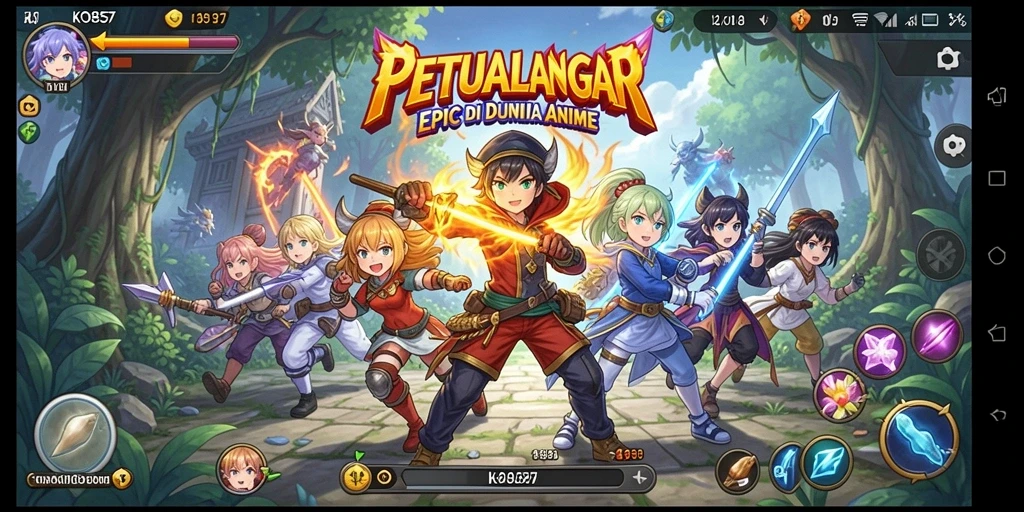 Screenshot KO857 menunjukkan aksi karakter Anime yang penuh semangat.