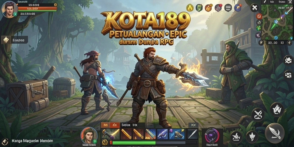 Tampilan gameplay KOTA189 yang penuh aksi dan strategi RPG.