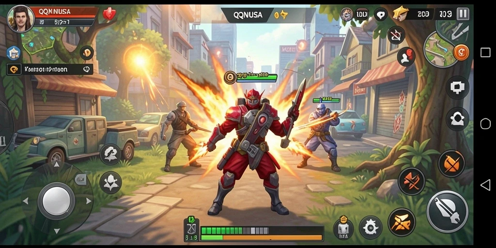 Screenshot QQNUSA menampilkan gameplay simulasi yang mendebarkan.