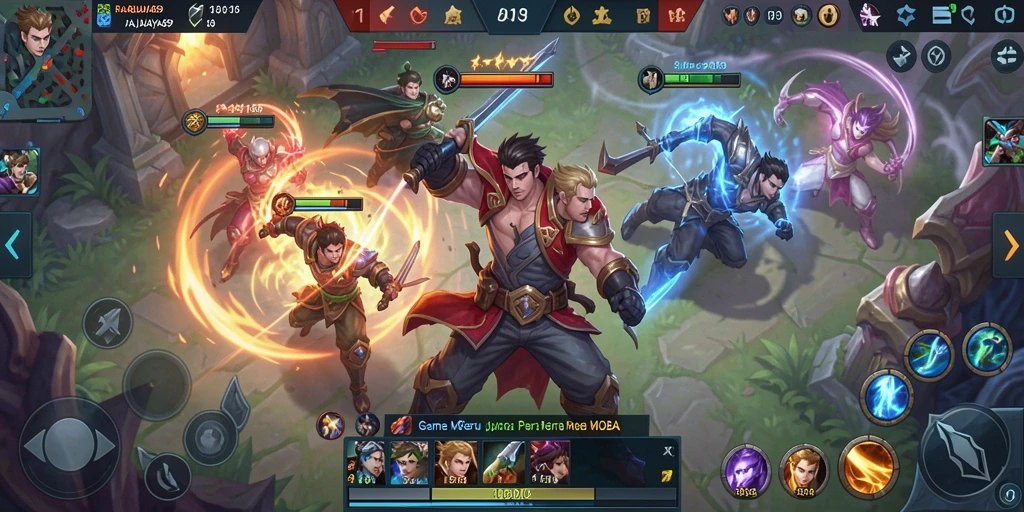 Screenshot gameplay RAJABUAYA89 yang menampilkan aksi seru dalam pertarungan MOBA.